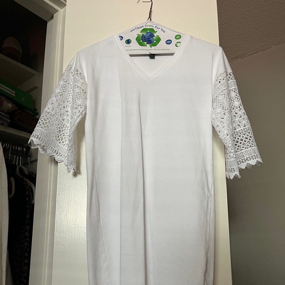 Lauren Ralph Lauren V Neck Eyelet T Shirt Dress XXS